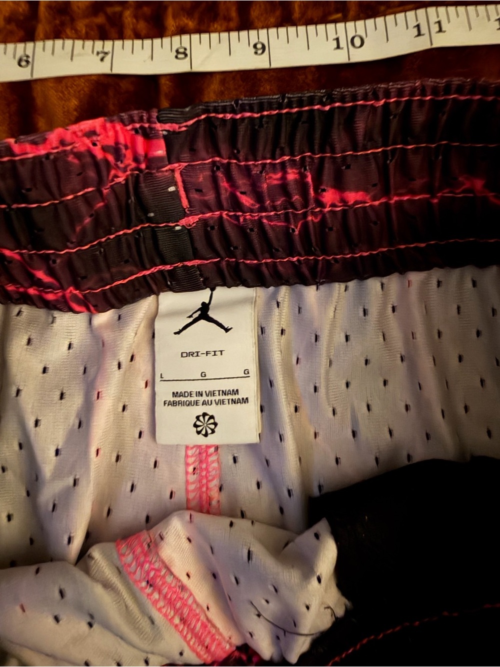 Nike Jordan Black and Hot Pink Lightning Print Athletic Shorts - Picture 2 of 5
